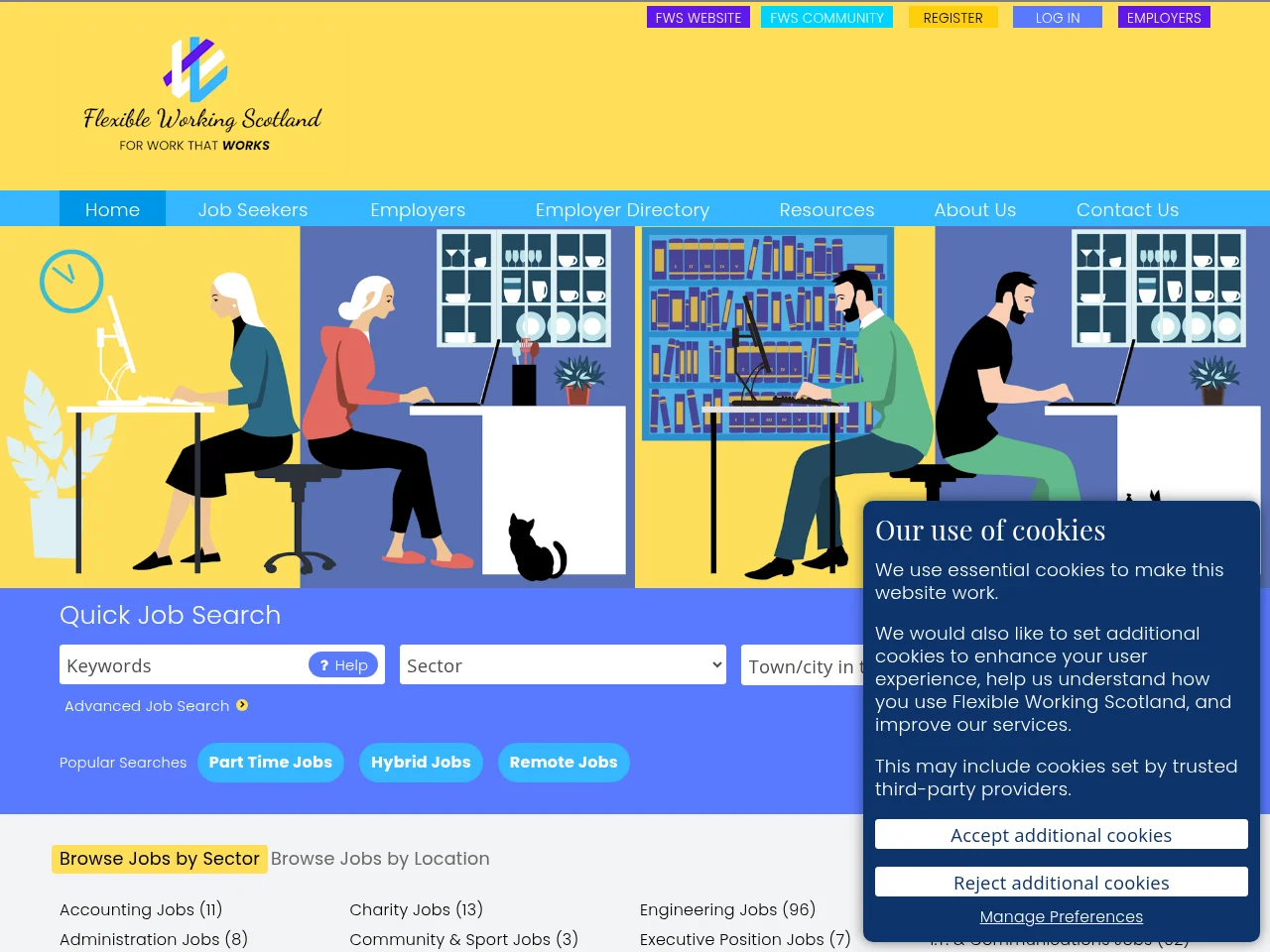 Flexible Working Scotland Jobs Board screenshot Flexible Working Scotland Jobs Board website screenshot