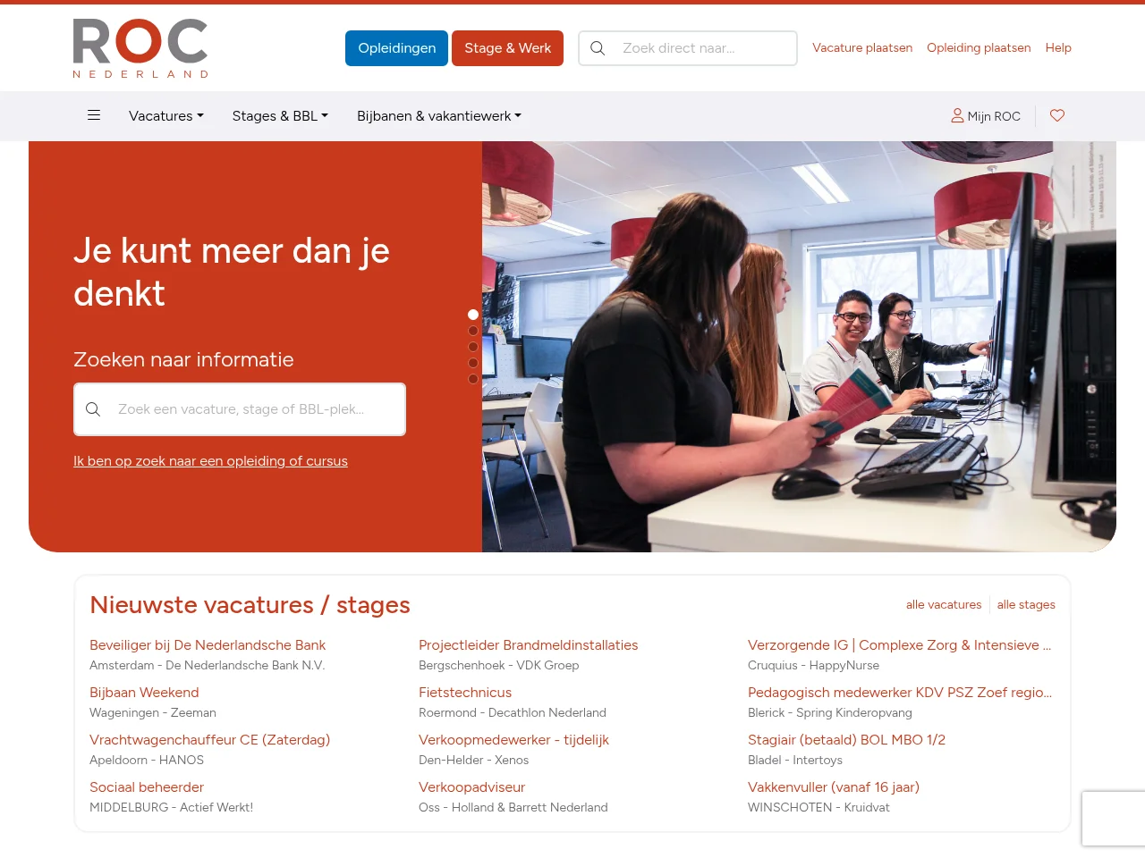 Vacatures website screenshot