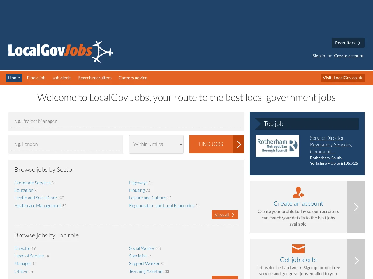 LocalGov Jobs website screenshot