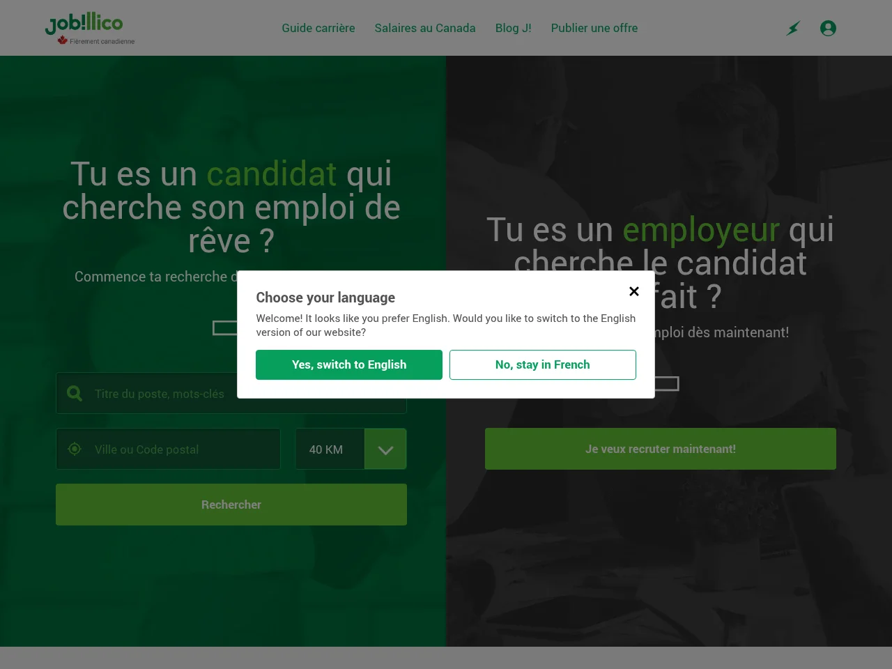 Jobillico screenshot Jobillico website screenshot