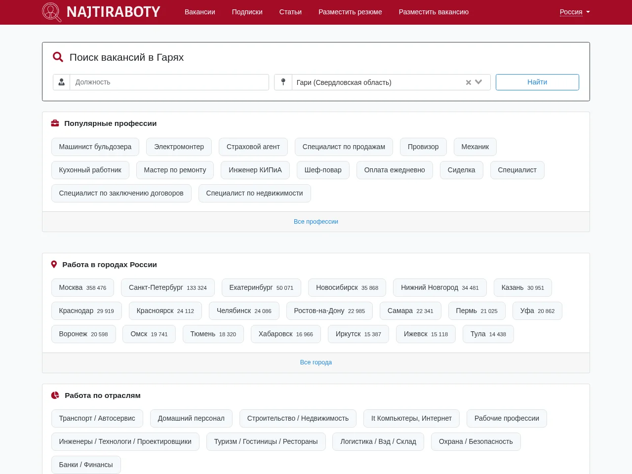 NajtiRaboty website screenshot