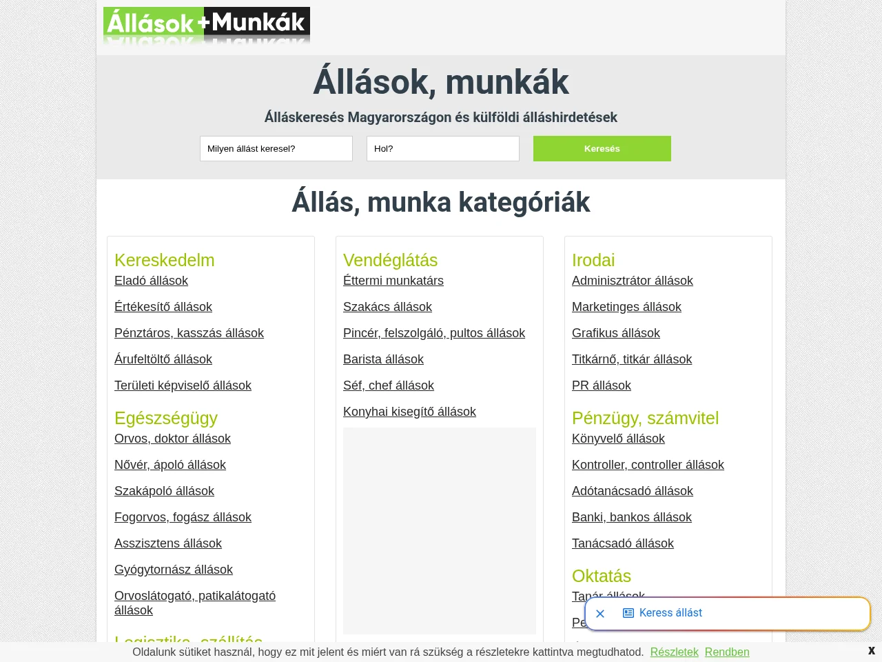 Állásokmunkák screenshot Állásokmunkák website screenshot
