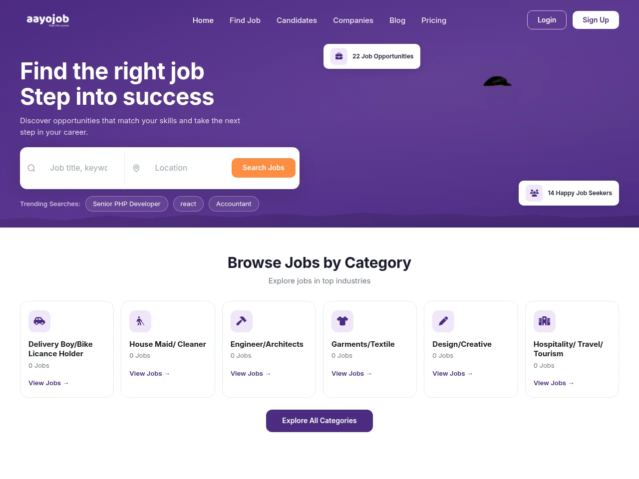Aayojob screenshot Aayojob website screenshot