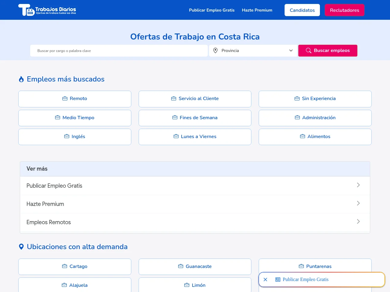 Trabajos Diarios website screenshot