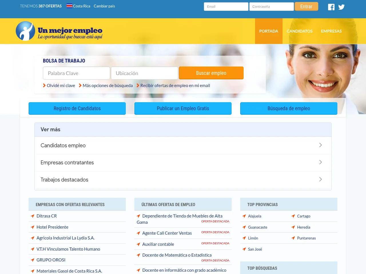 Un Mejor Empleo website screenshot