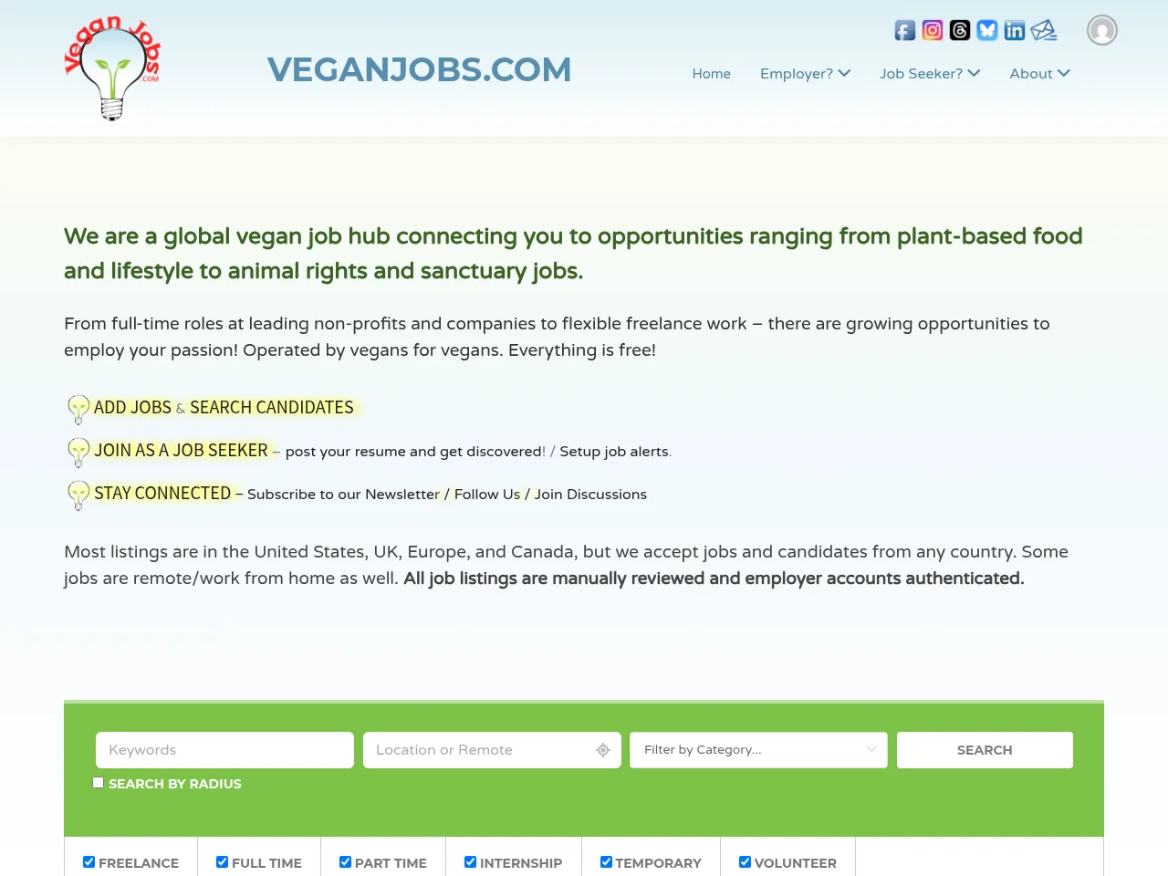 VeganJobs website screenshot