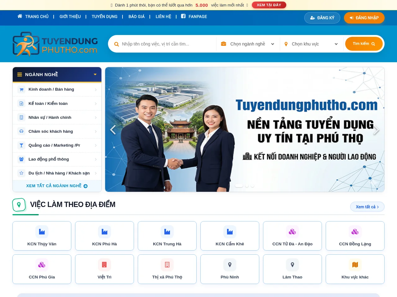 Tuyển Dụng Phú Thọ website screenshot