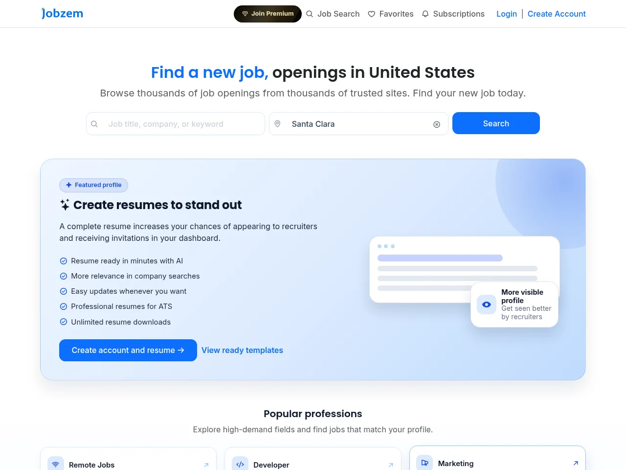 Jobzem screenshot Jobzem website screenshot