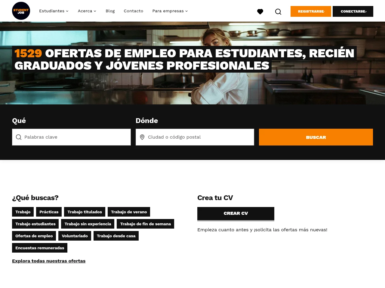 StudentJob ES website screenshot