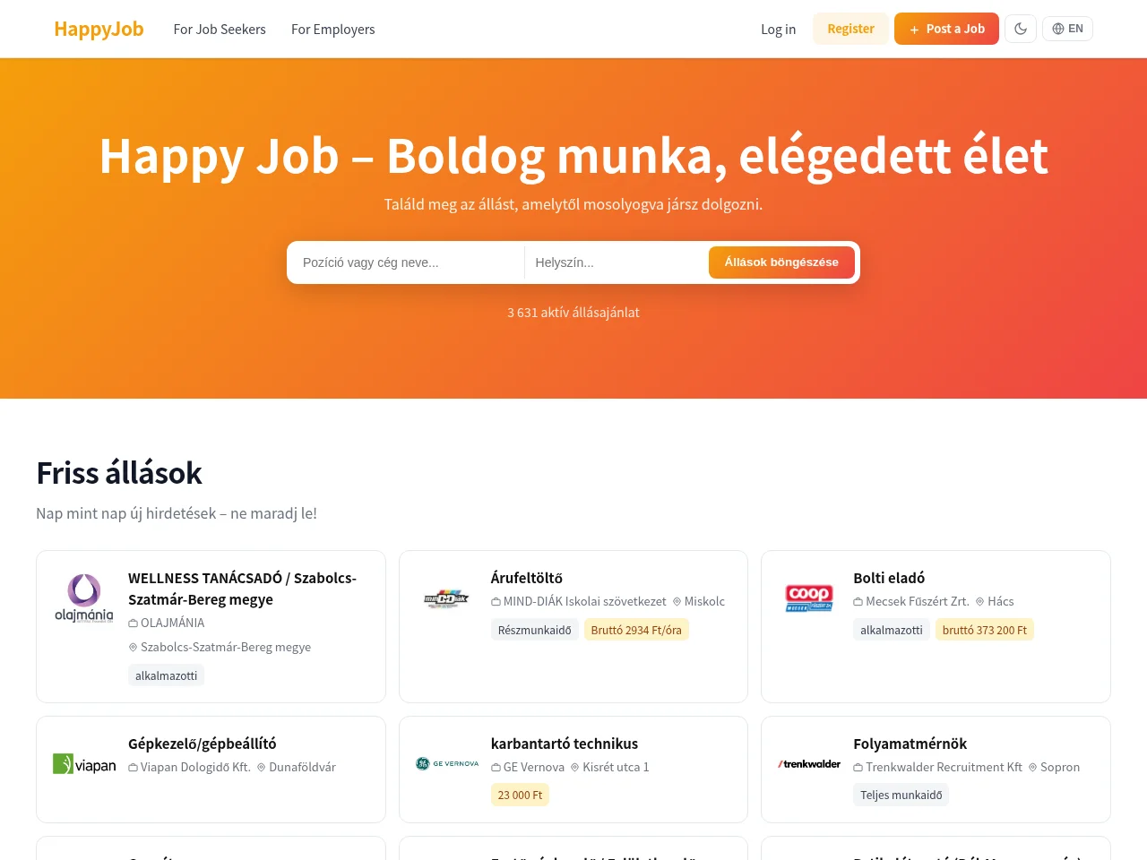 HappyJob website screenshot