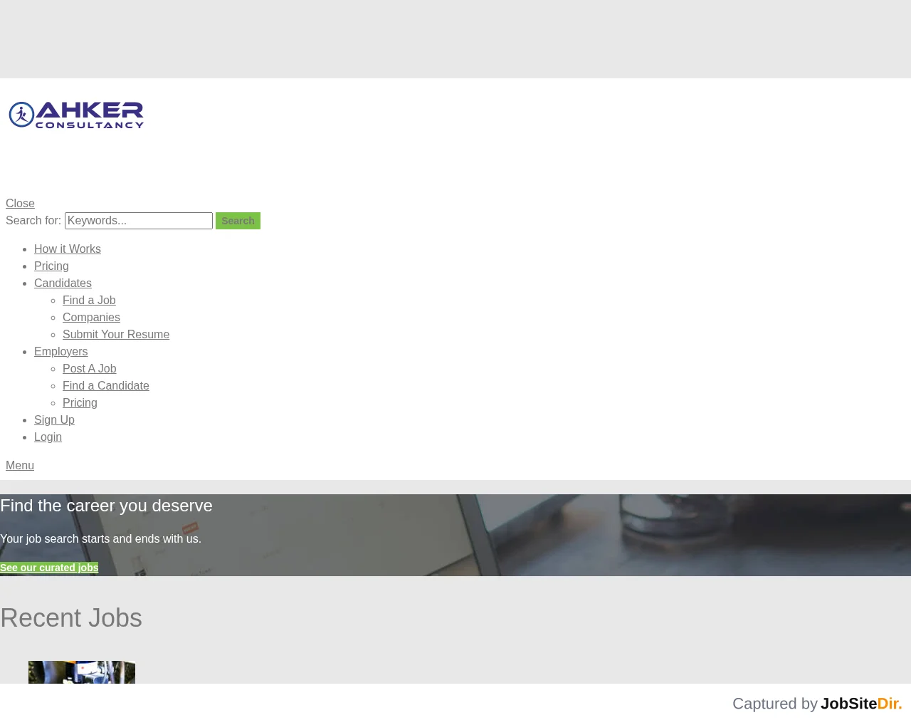 Ahker Jobs screenshot Ahker Jobs website screenshot