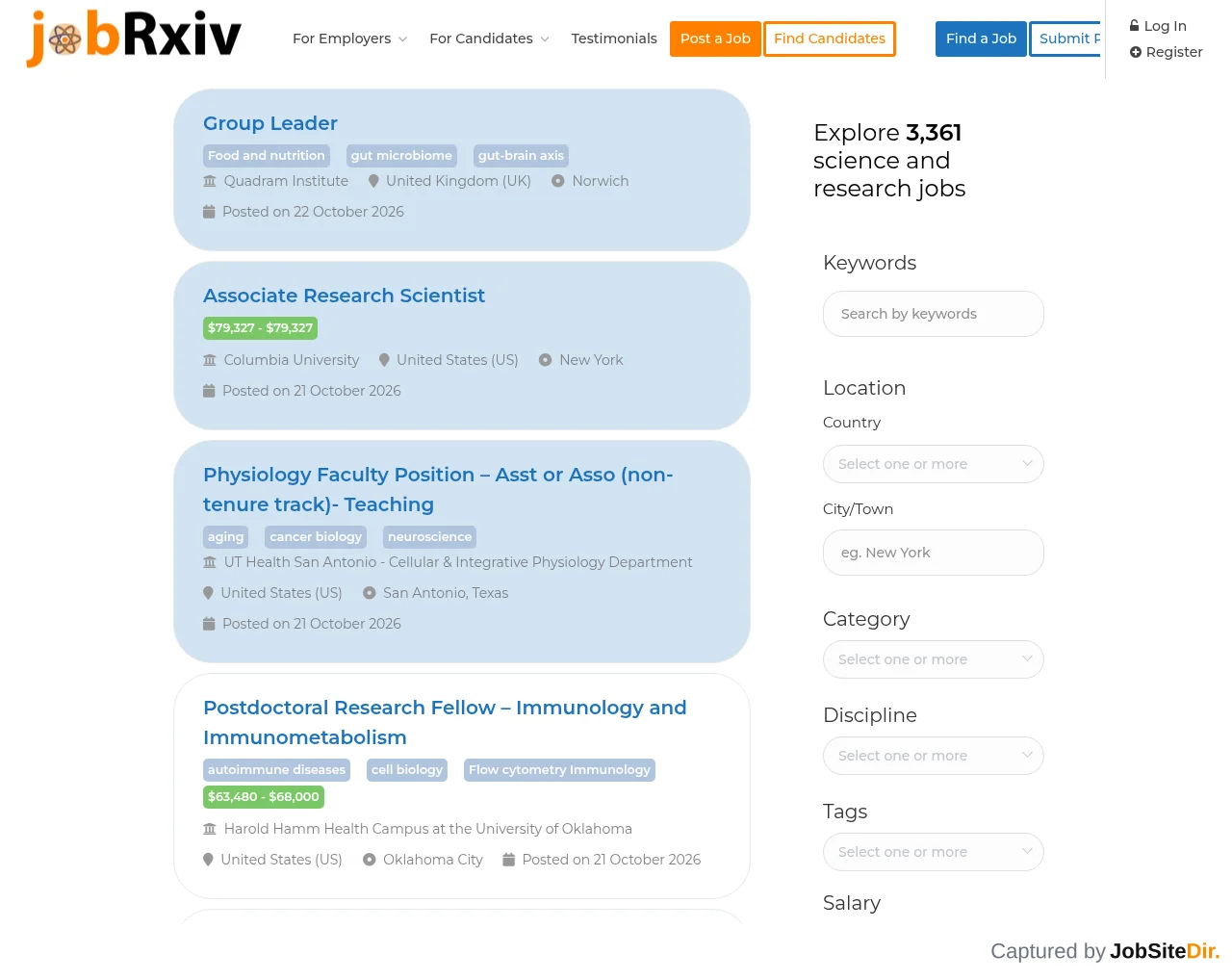 jobRxiv screenshot jobRxiv website screenshot