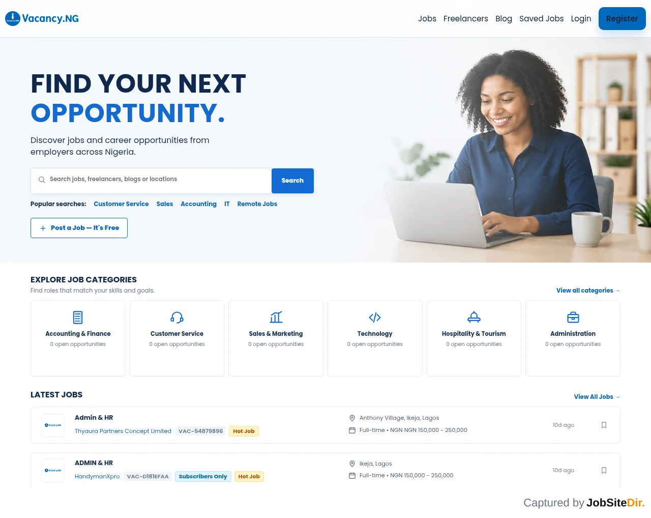 Vacancy website screenshot