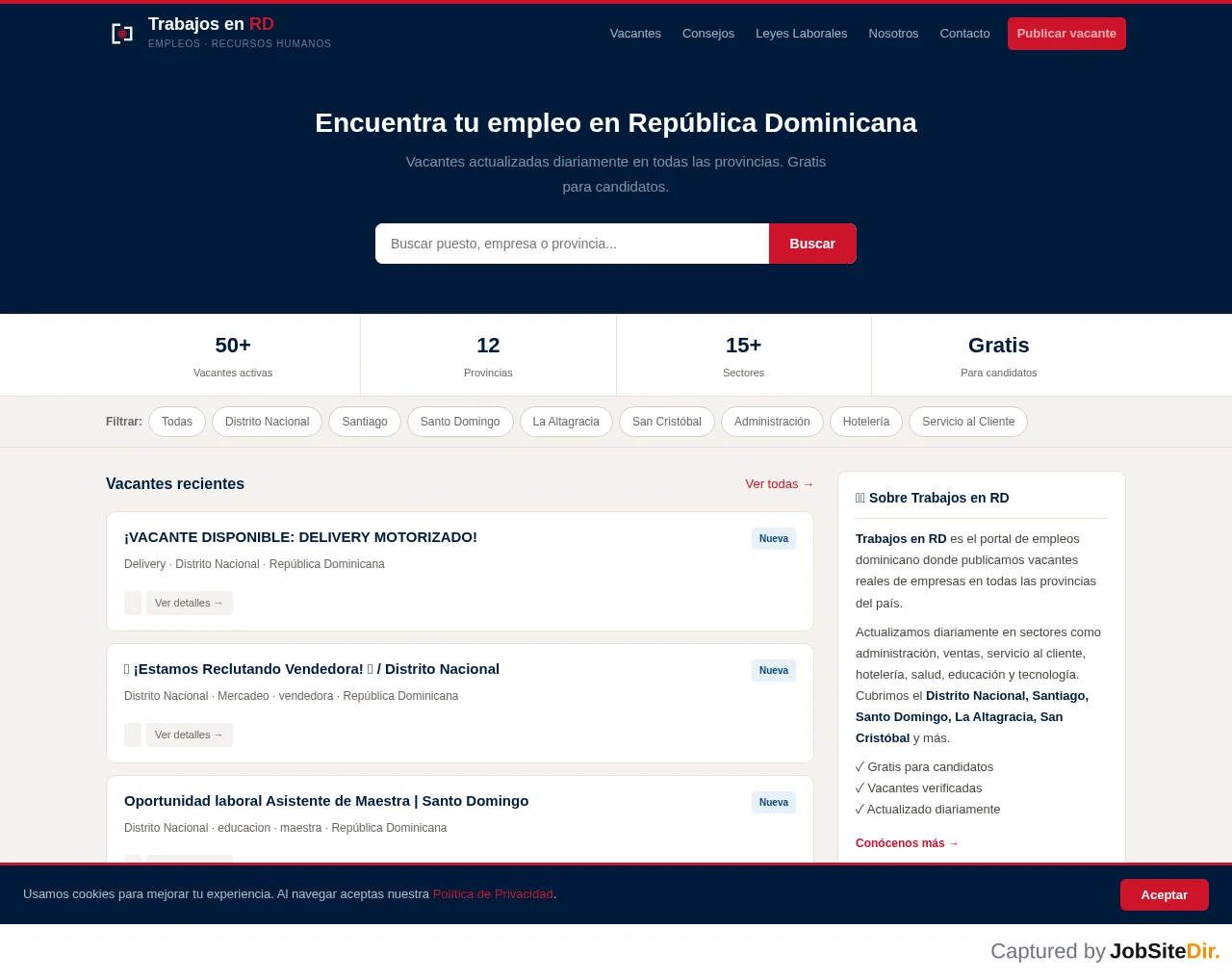 Trabajos en RD website screenshot