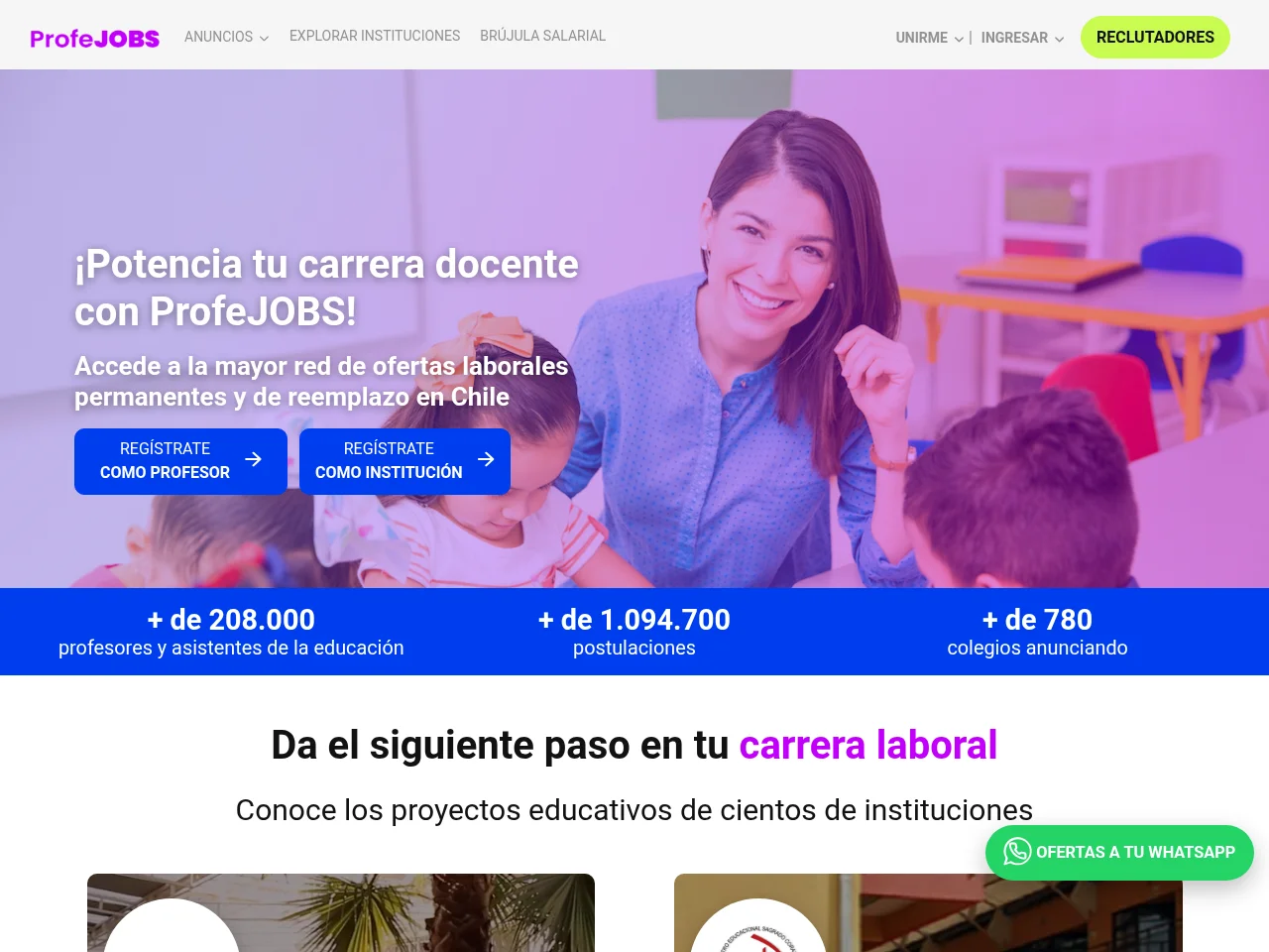 ProfeJOBS website screenshot