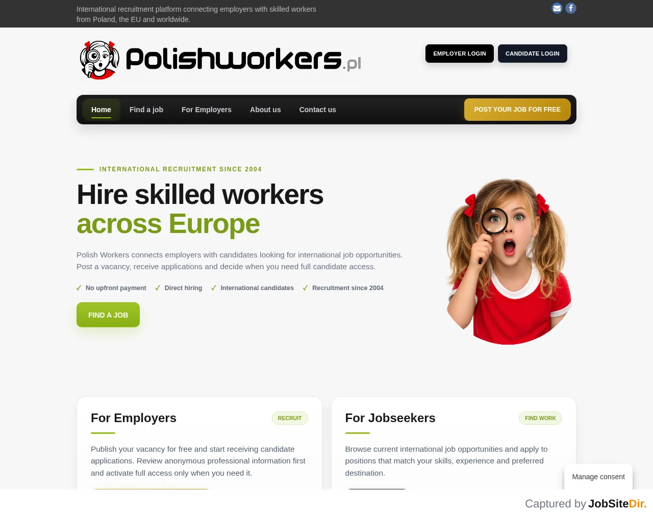 Polish Workers website screenshot