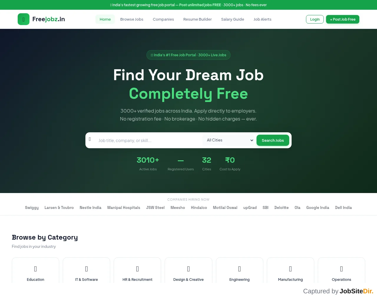 Freejobz website screenshot