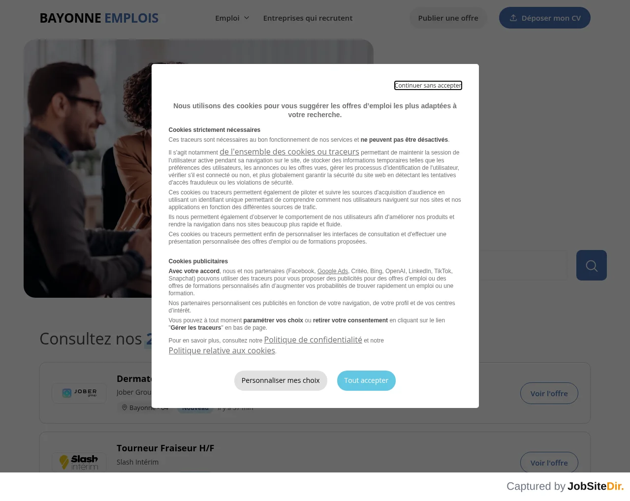 Bayonne Emplois website screenshot