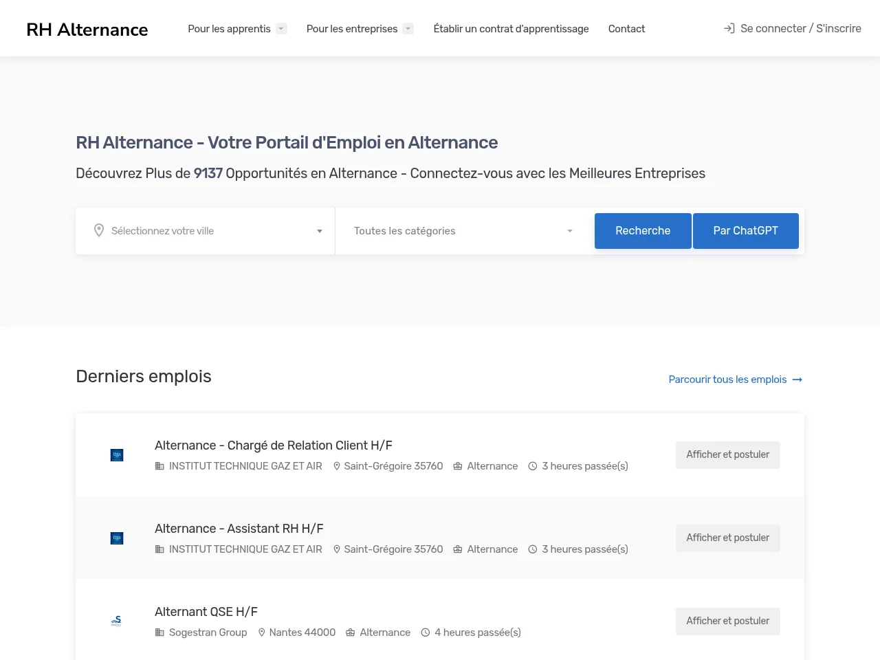 RH Alternance screenshot RH Alternance website screenshot