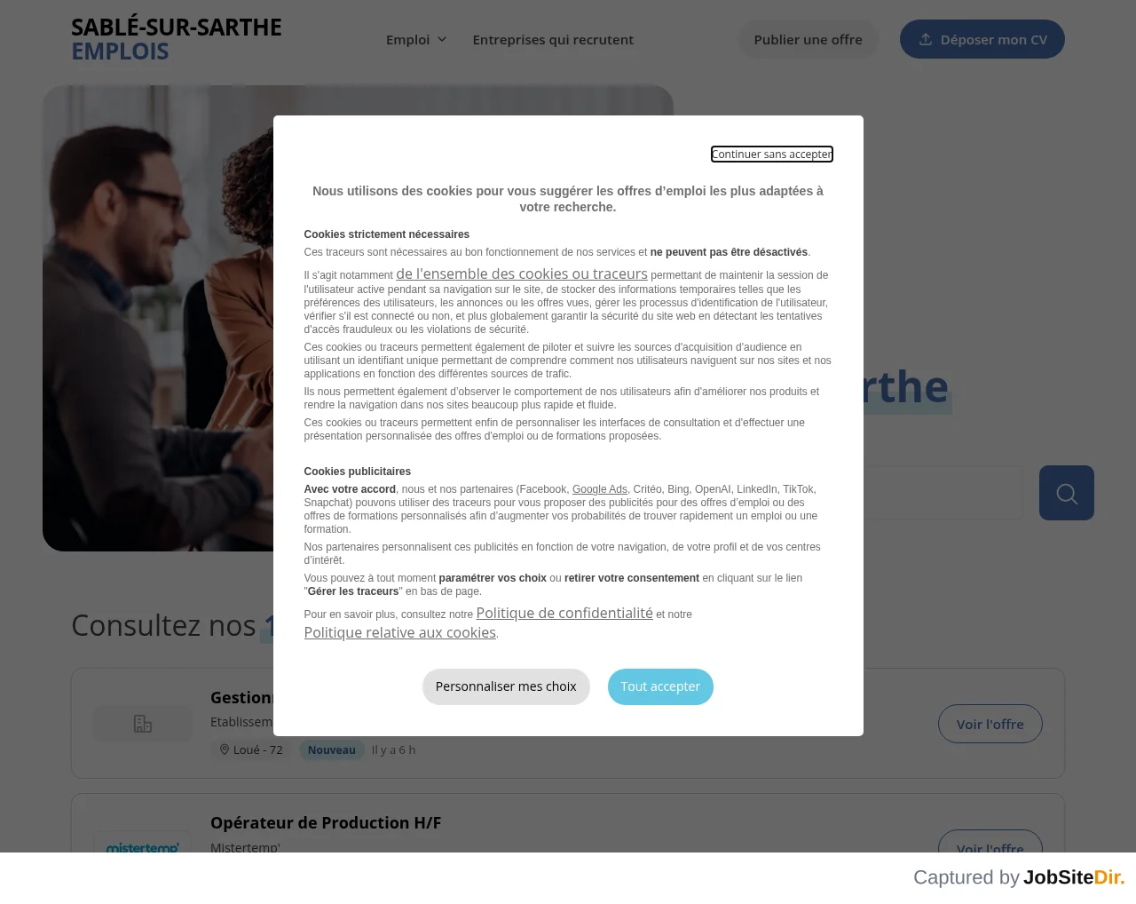 Sablé-sur-Sarthe Emplois screenshot Sablé-sur-Sarthe Emplois website screenshot
