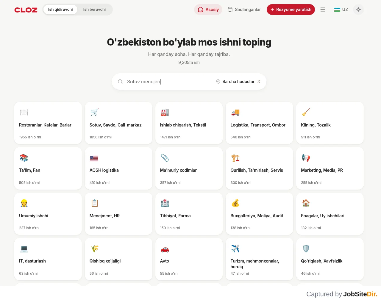Cloz website screenshot
