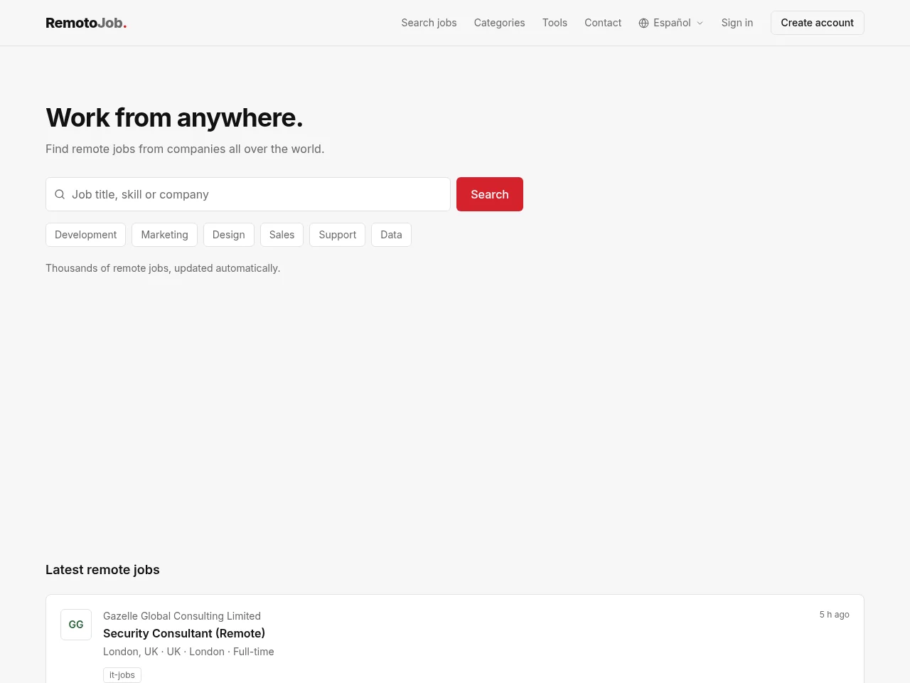 RemotoJob screenshot RemotoJob website screenshot