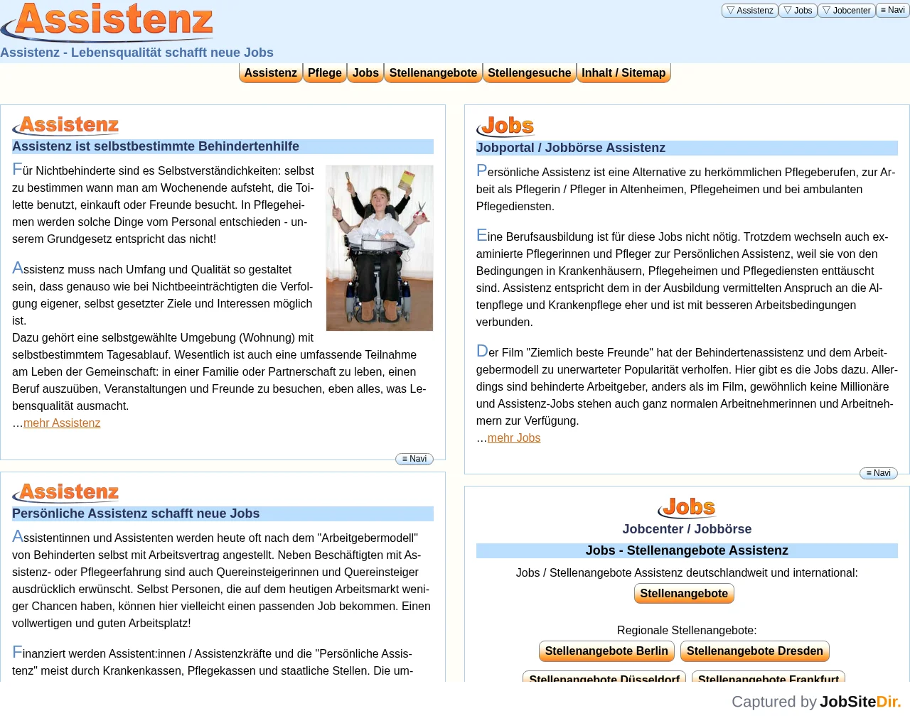 Assistenz website screenshot