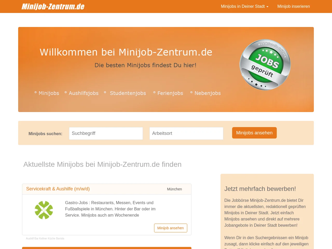 Minijob-Zentrum screenshot Minijob-Zentrum website screenshot