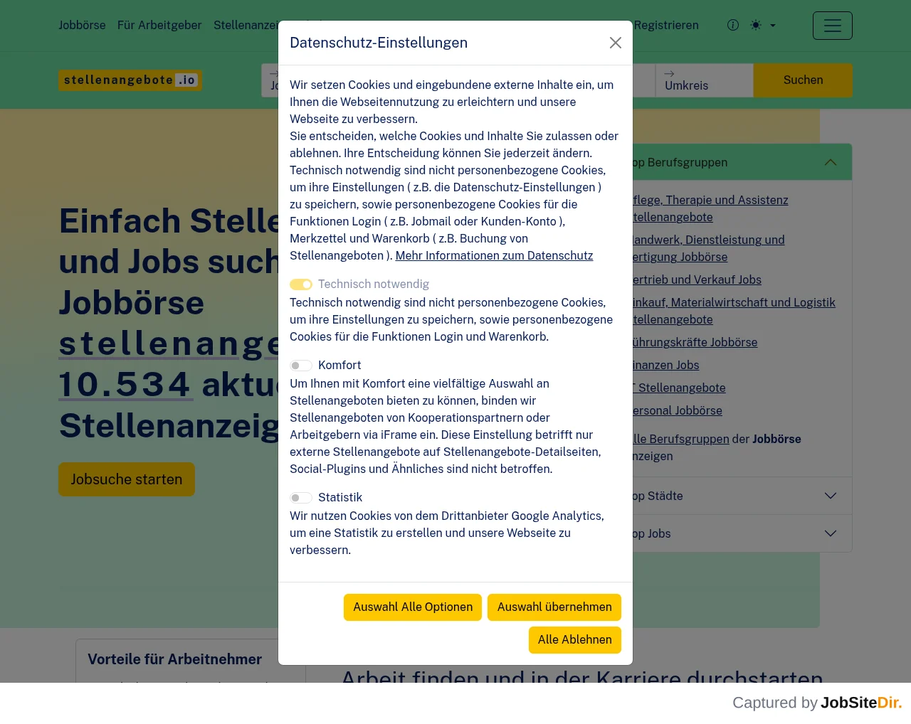Stellenangebote website screenshot