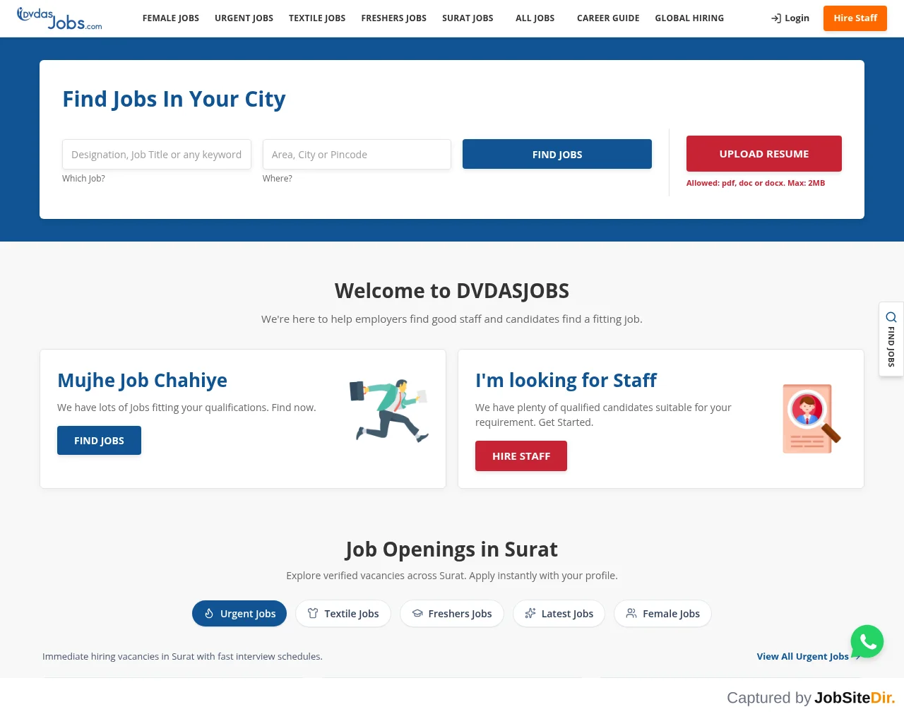 DvdasJobs website screenshot