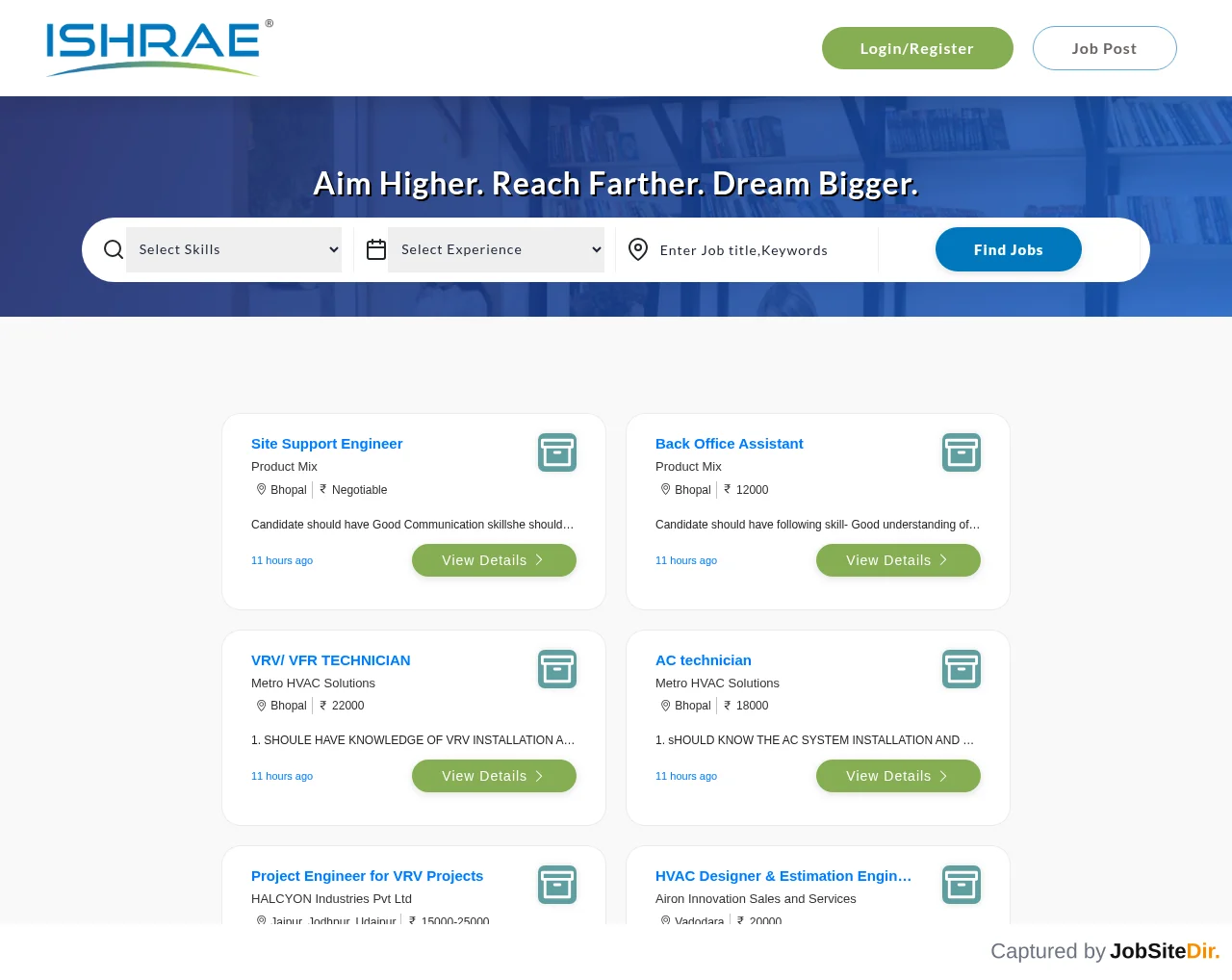 ISHRAE JOB Portal screenshot ISHRAE JOB Portal website screenshot
