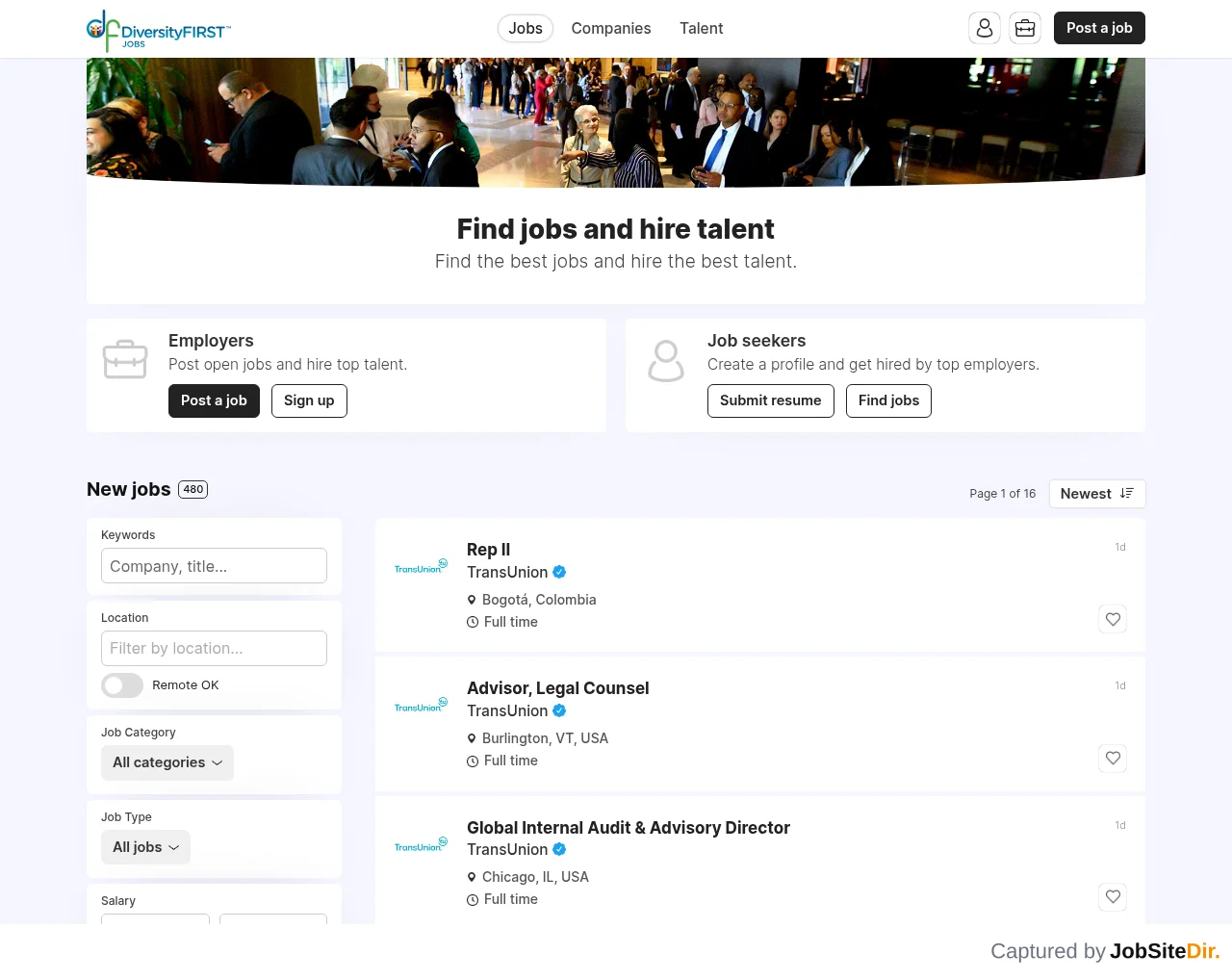DiversityFIRST Jobs screenshot DiversityFIRST Jobs website screenshot