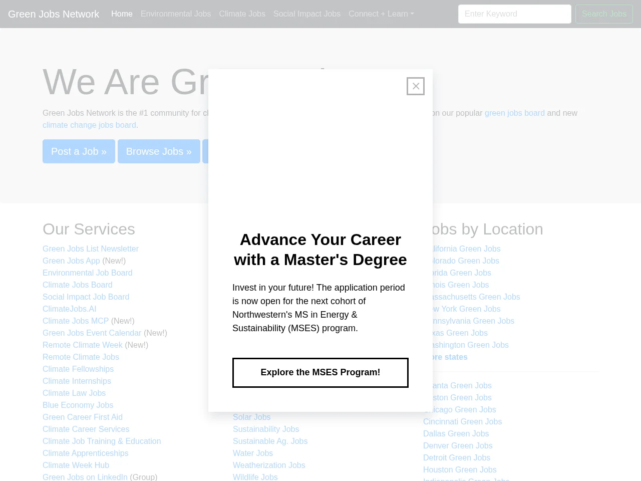 Green Jobs Network screenshot Green Jobs Network website screenshot