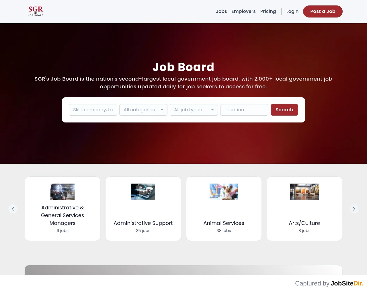 SGR Job Board screenshot SGR Job Board website screenshot