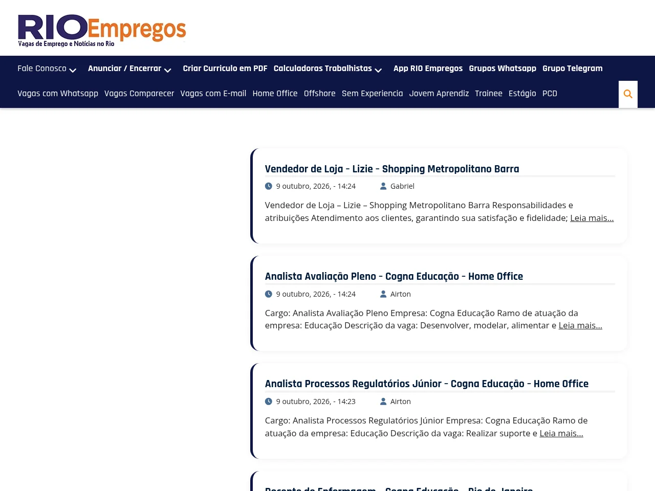 Rio Empregos screenshot Rio Empregos website screenshot
