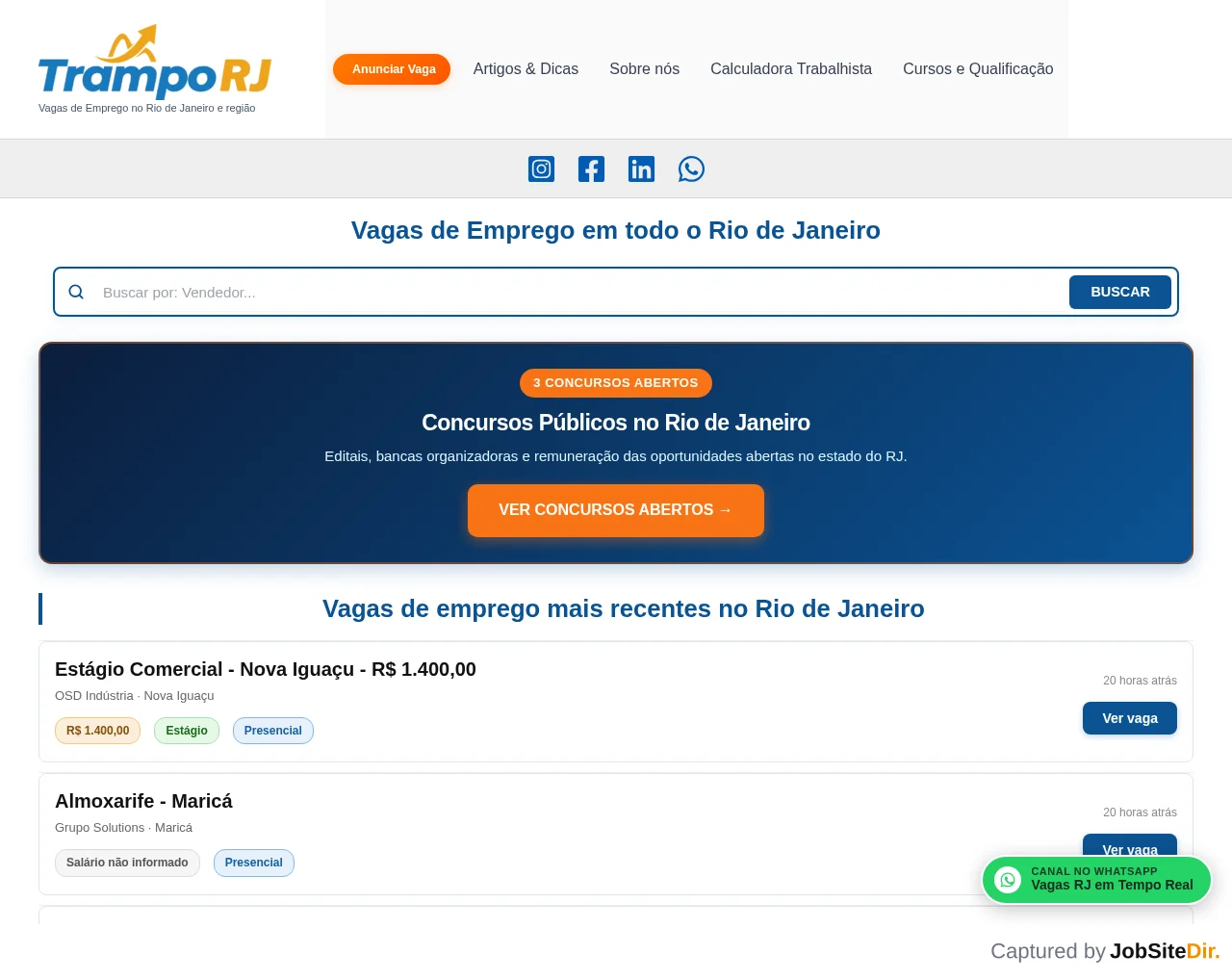 TrampoRJ screenshot TrampoRJ website screenshot