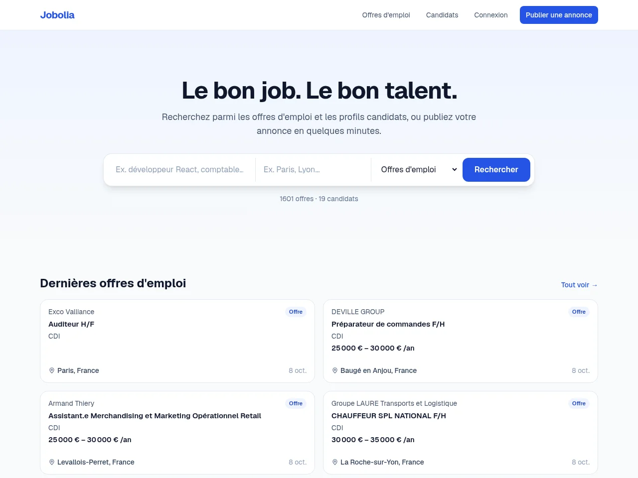 Jobolia screenshot Jobolia website screenshot