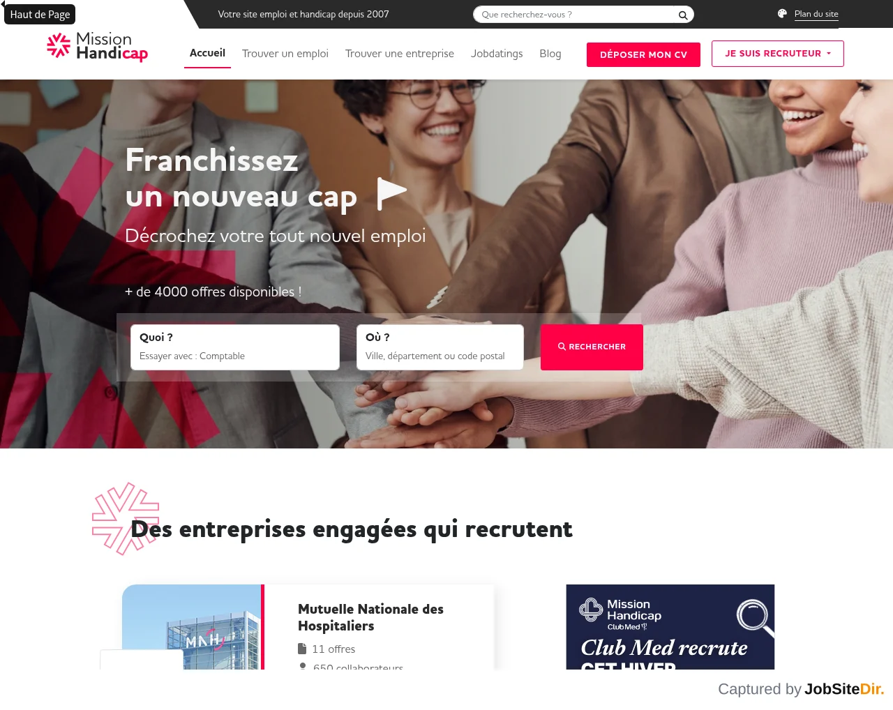 MissionHandicap website screenshot