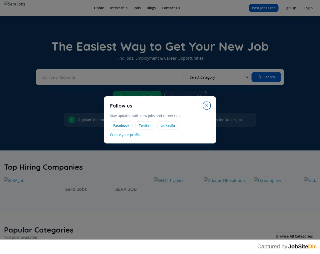Sera Jobs screenshot Sera Jobs website screenshot
