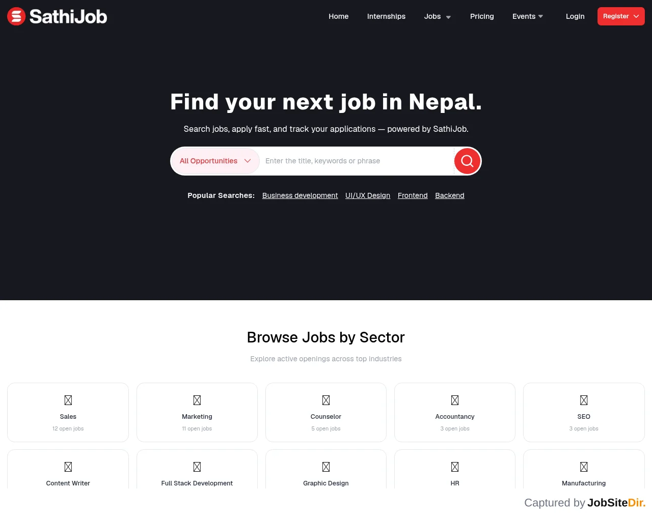 SathiJob website screenshot