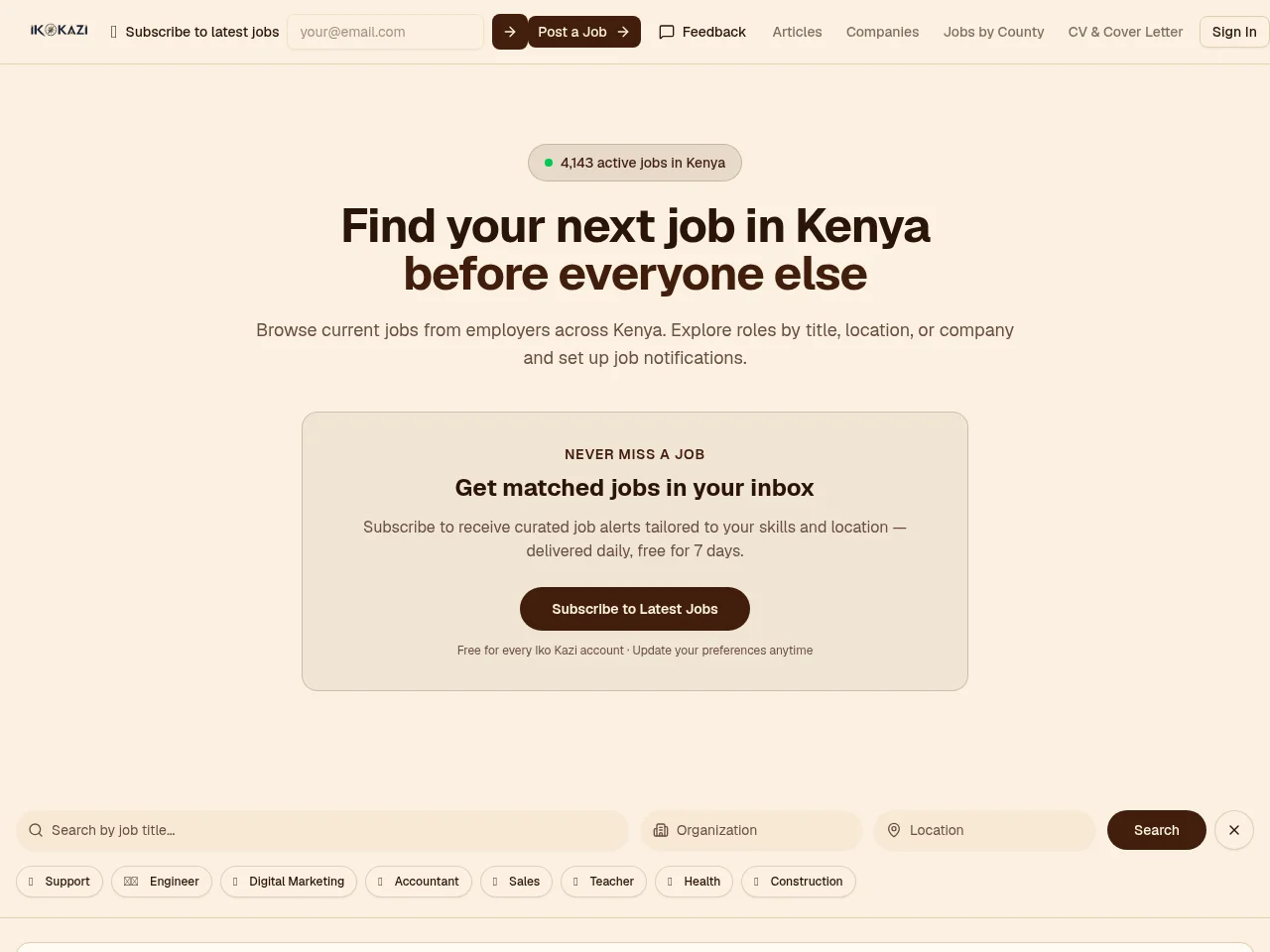 Iko Kazi website screenshot