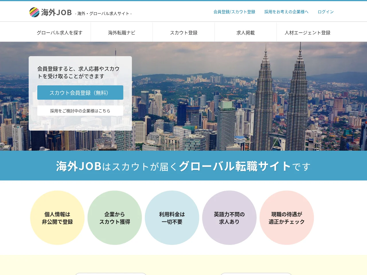 海外JOB website screenshot