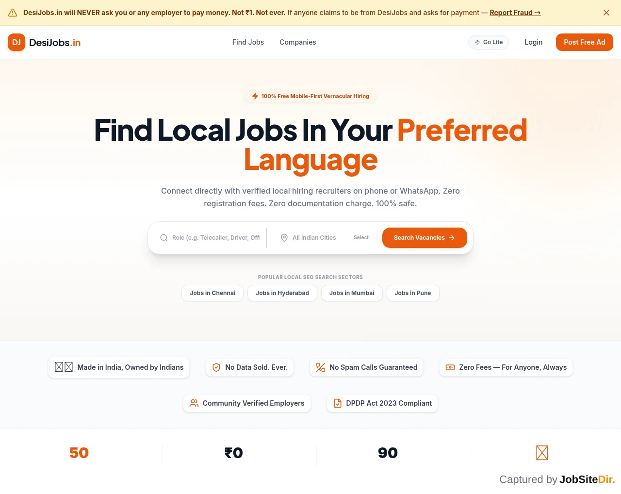 DesiJobs screenshot DesiJobs website screenshot