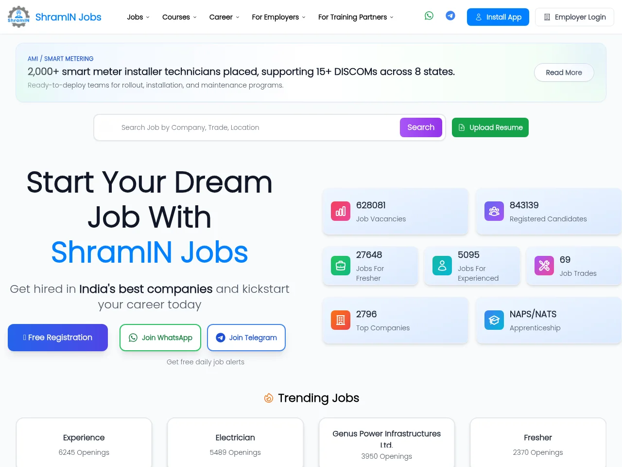 ShramIN Jobs screenshot ShramIN Jobs website screenshot
