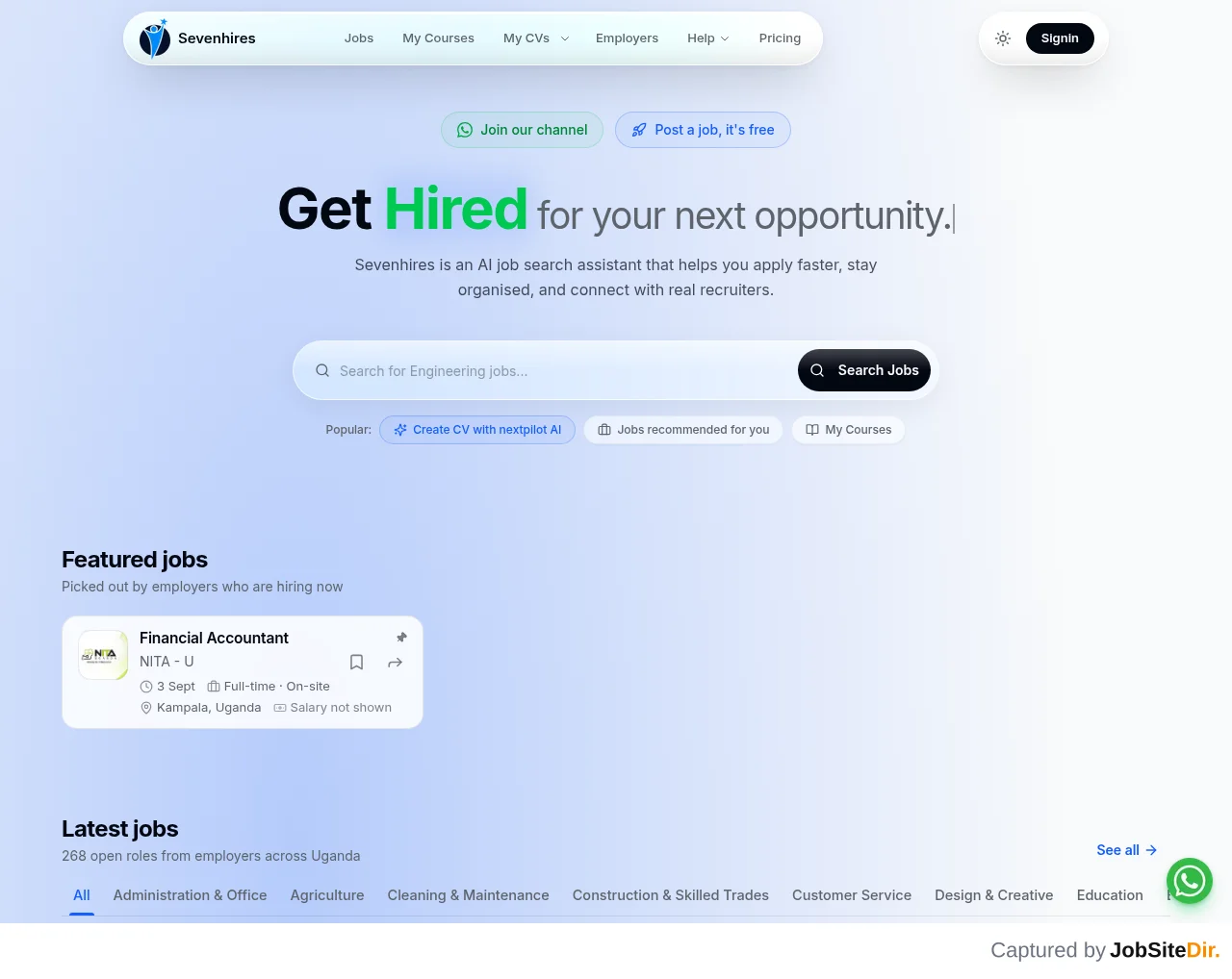 Sevenhires website screenshot