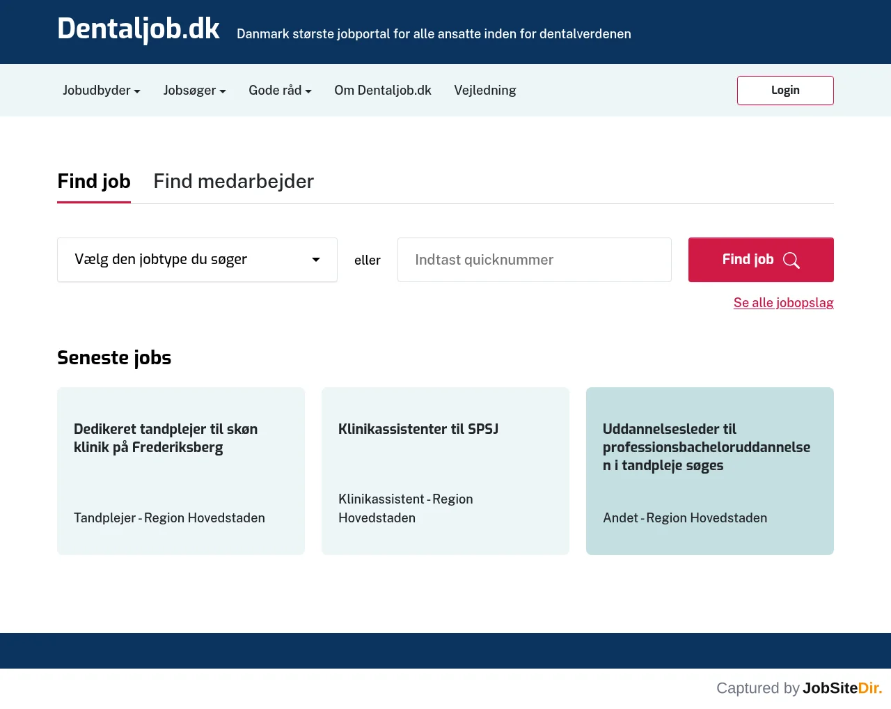 Dentaljob website screenshot