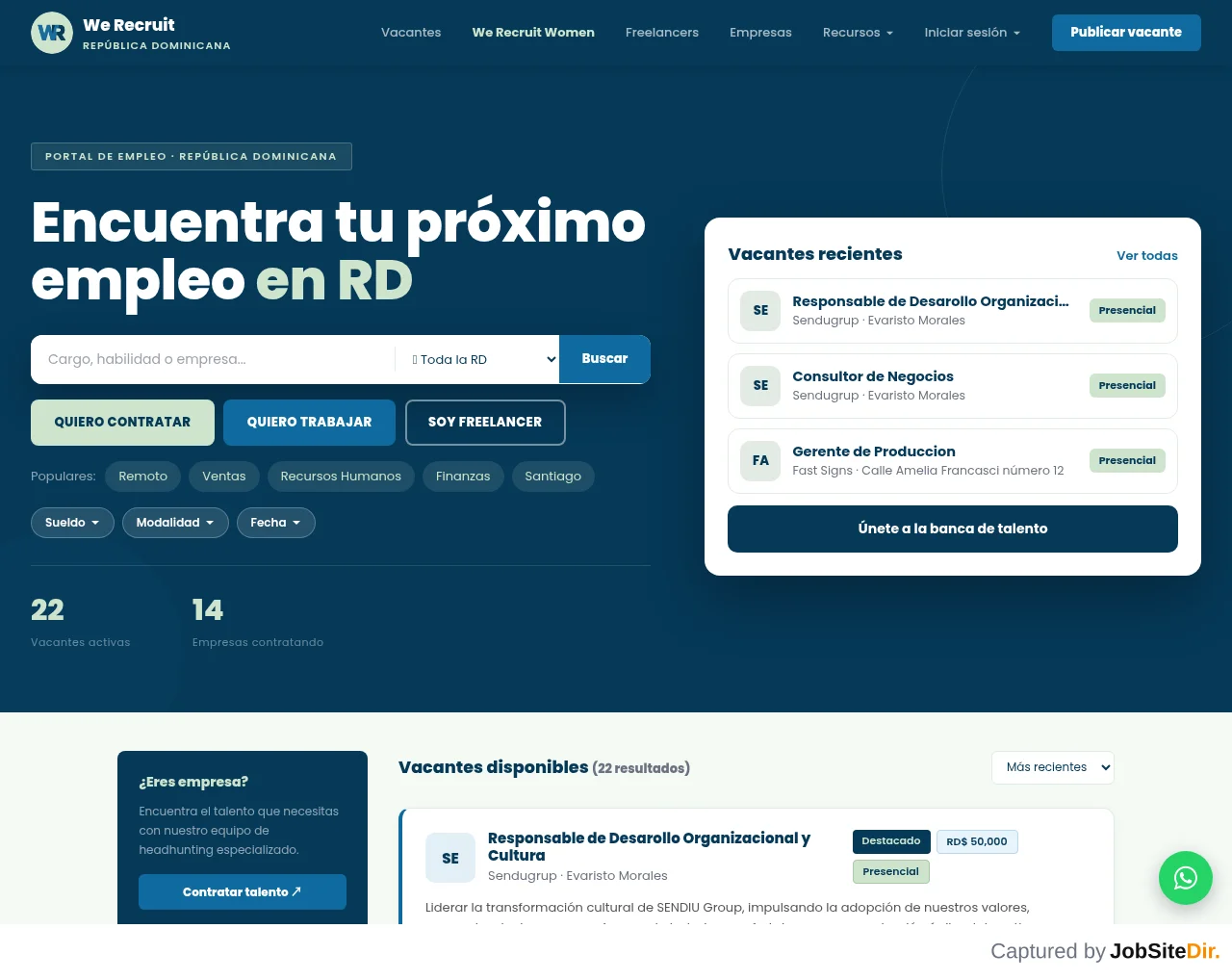 We Recruit DR website screenshot