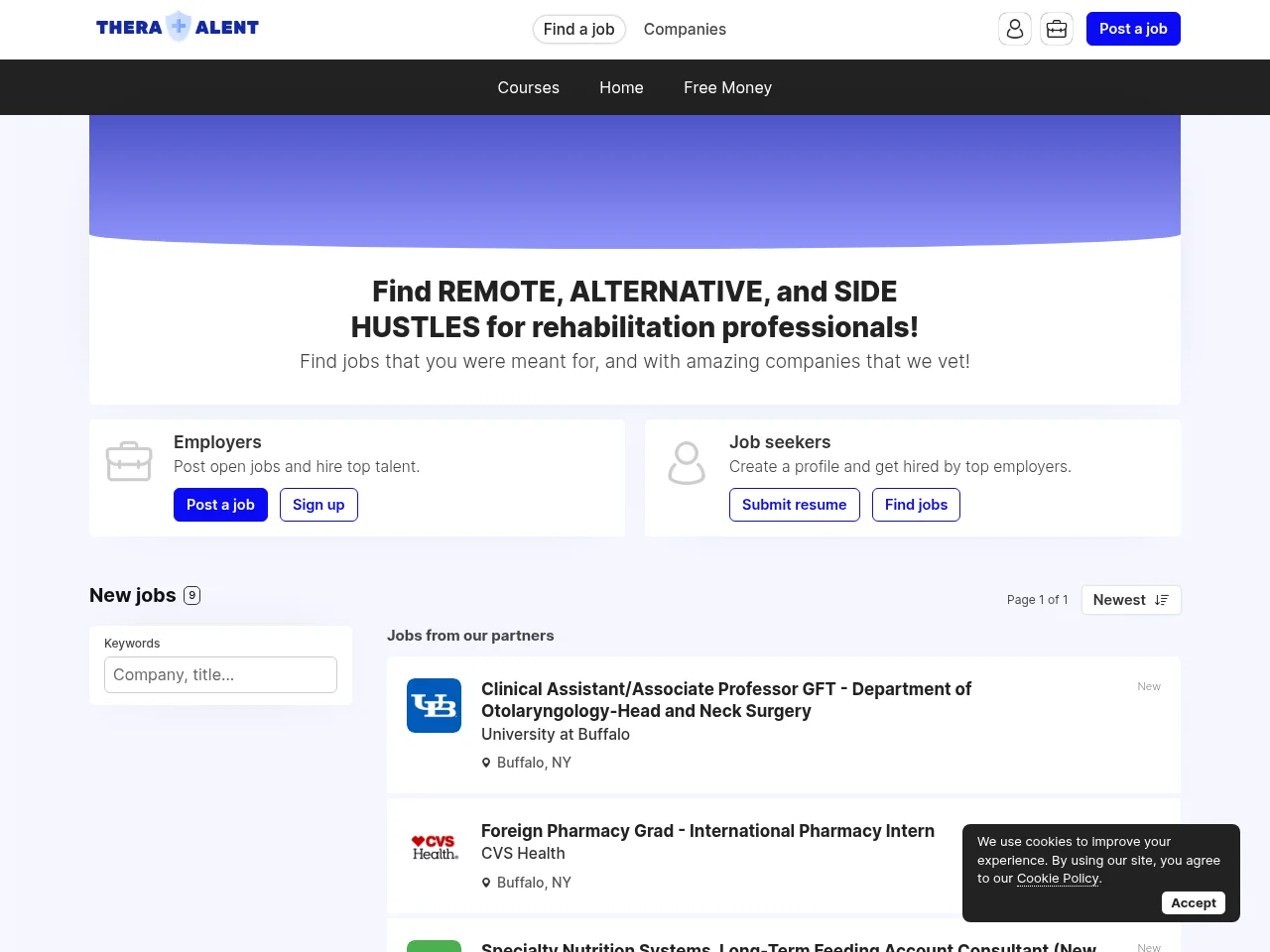 Alternative Healthcare Careers website screenshot
