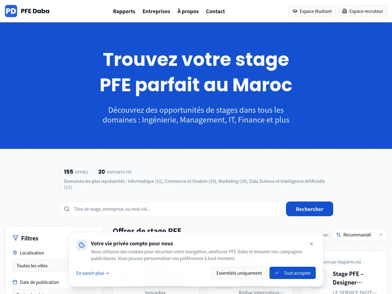 PFE Daba website screenshot