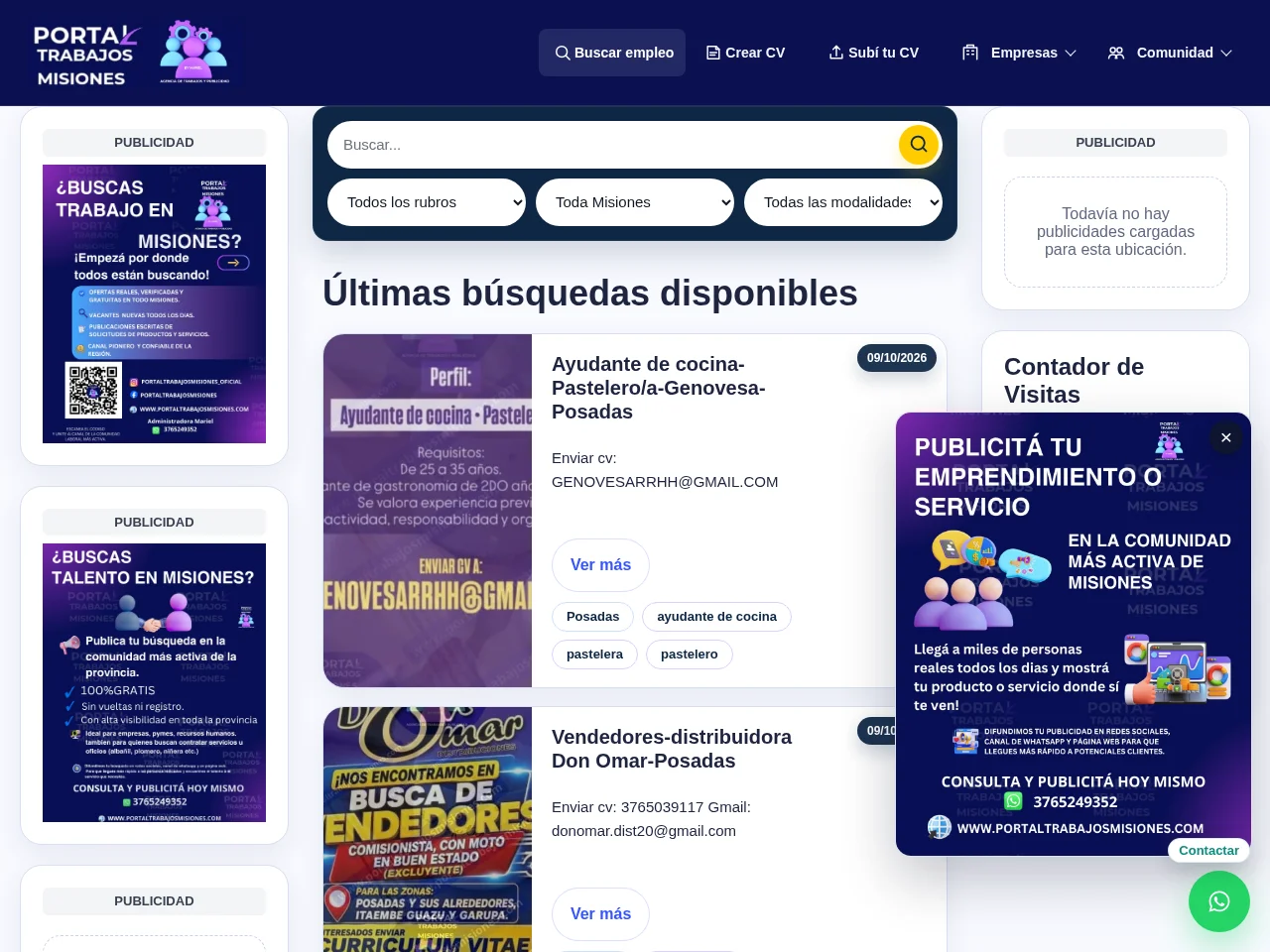 Portal Trabajos Misiones website screenshot